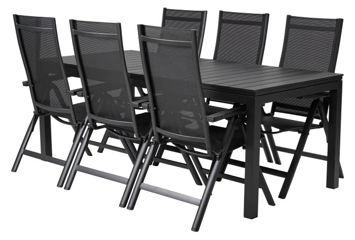Hagebord Bern 200/260 x 90 cm svart